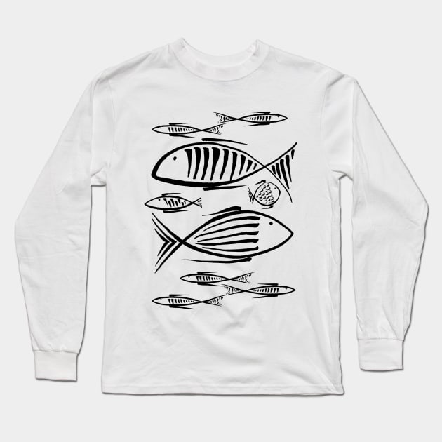 Small Fishes WB Long Sleeve T-Shirt by BessoChicca